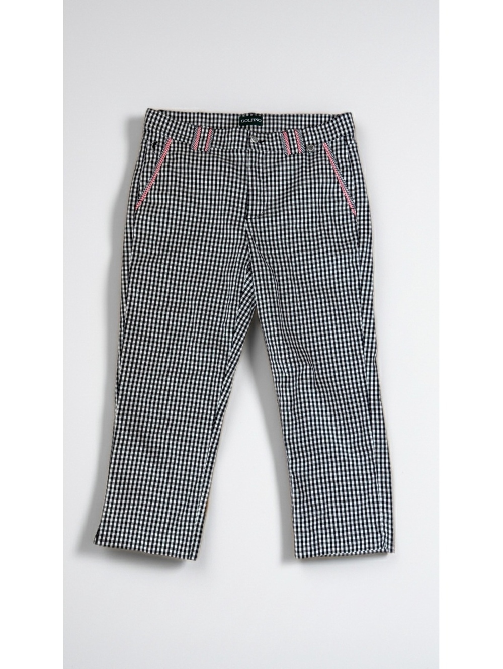GOLFINO Womens US 8 Black White Gingham Capri Golf Pants Cropped Trousers EUC